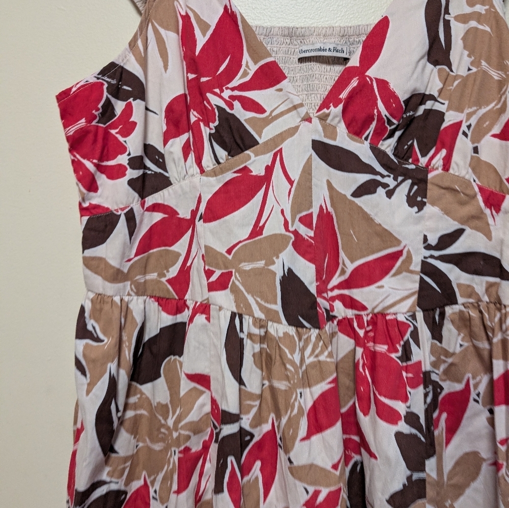 Abercrombie & Fitch Floral Maxi Dress Red Tan Brown White Women’s XL - Picture 4 of 7